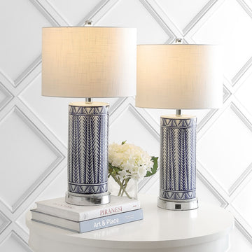 Sulka 27" Ceramic/Iron Contemporary USB Charging LED Table Lamp - JONATHAN Y